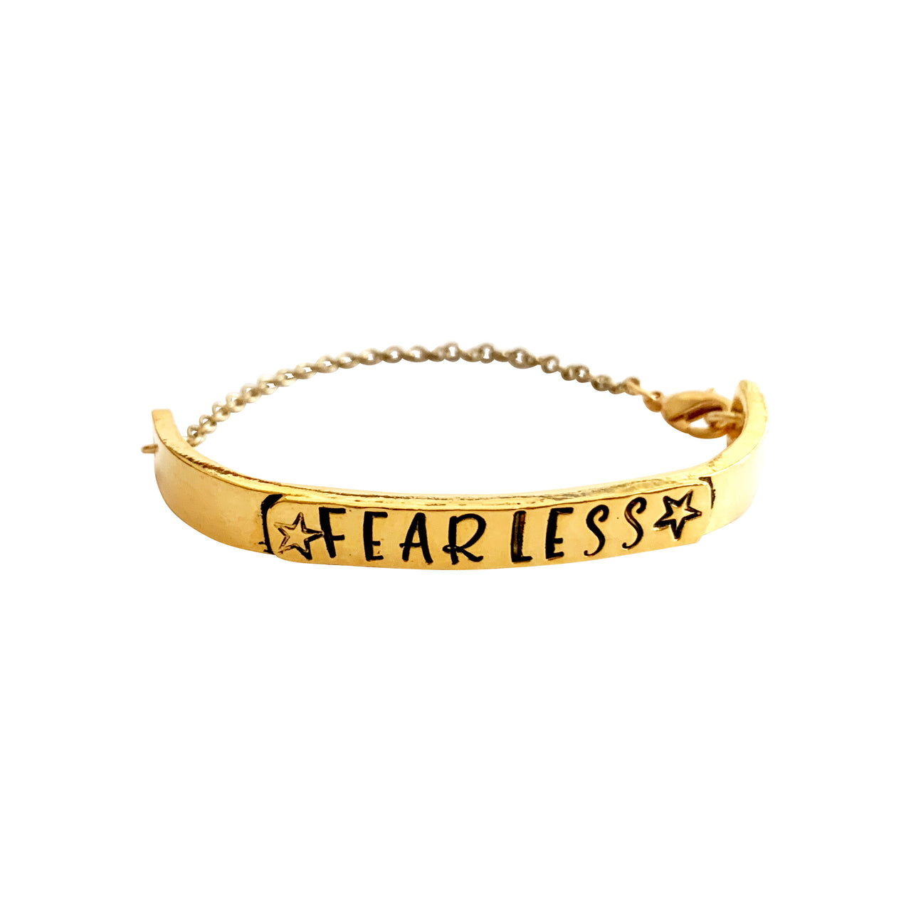 Fearless Chain Half Cuff Hand Stamped Bracelet