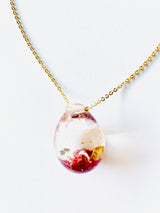 Healing Garnet Resin Gold Leaf Drop Necklace