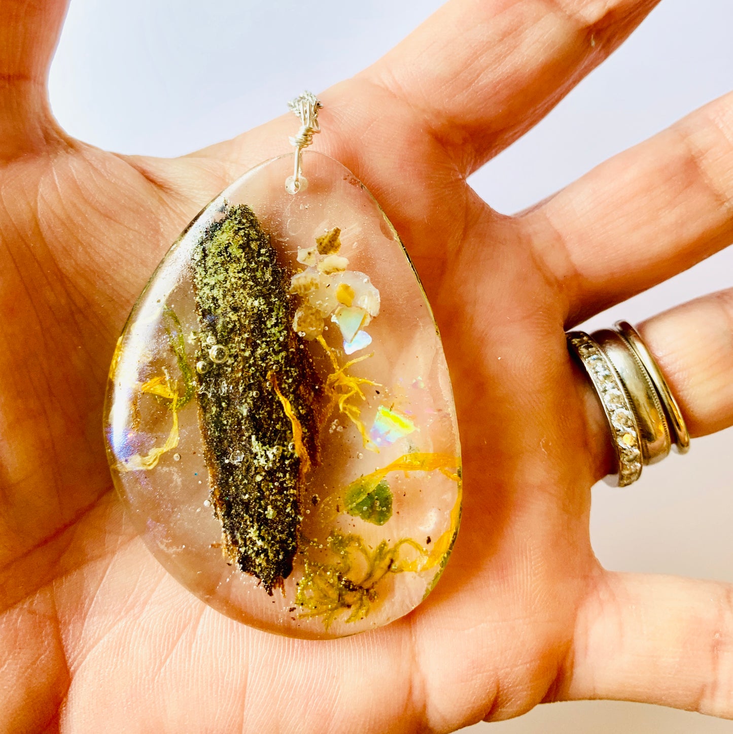 One Of a Kind Healing Resin Terrarium Necklace