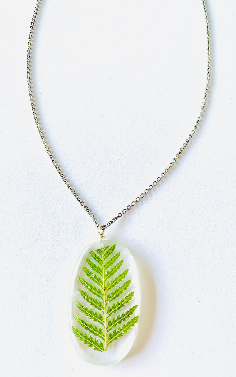 One Of a Kind Healing Fern Resin Necklace