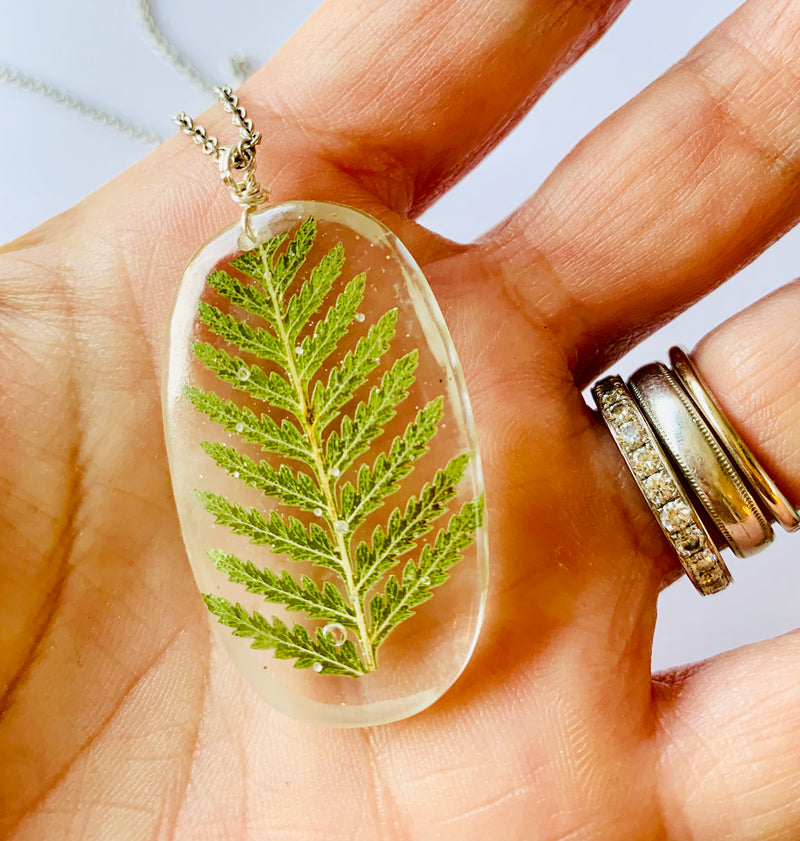 One Of a Kind Healing Fern Resin Necklace