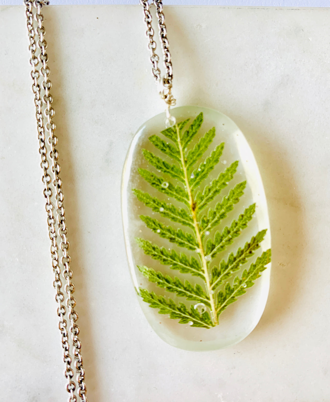 One Of a Kind Healing Fern Resin Necklace