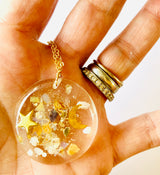 One Of a Kind Healing Stone Celestial Resin Necklace