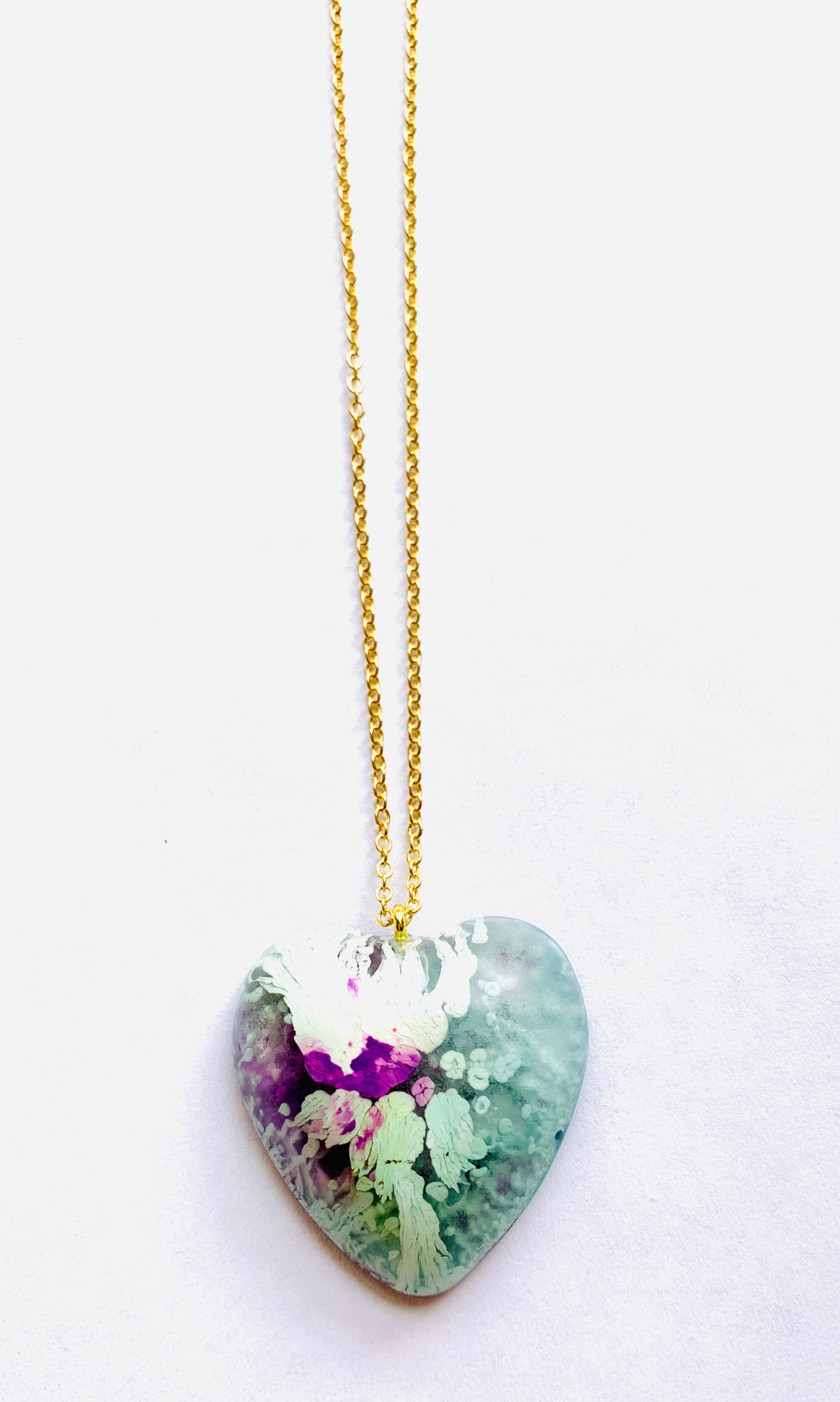 Blue Resin Heart Necklace