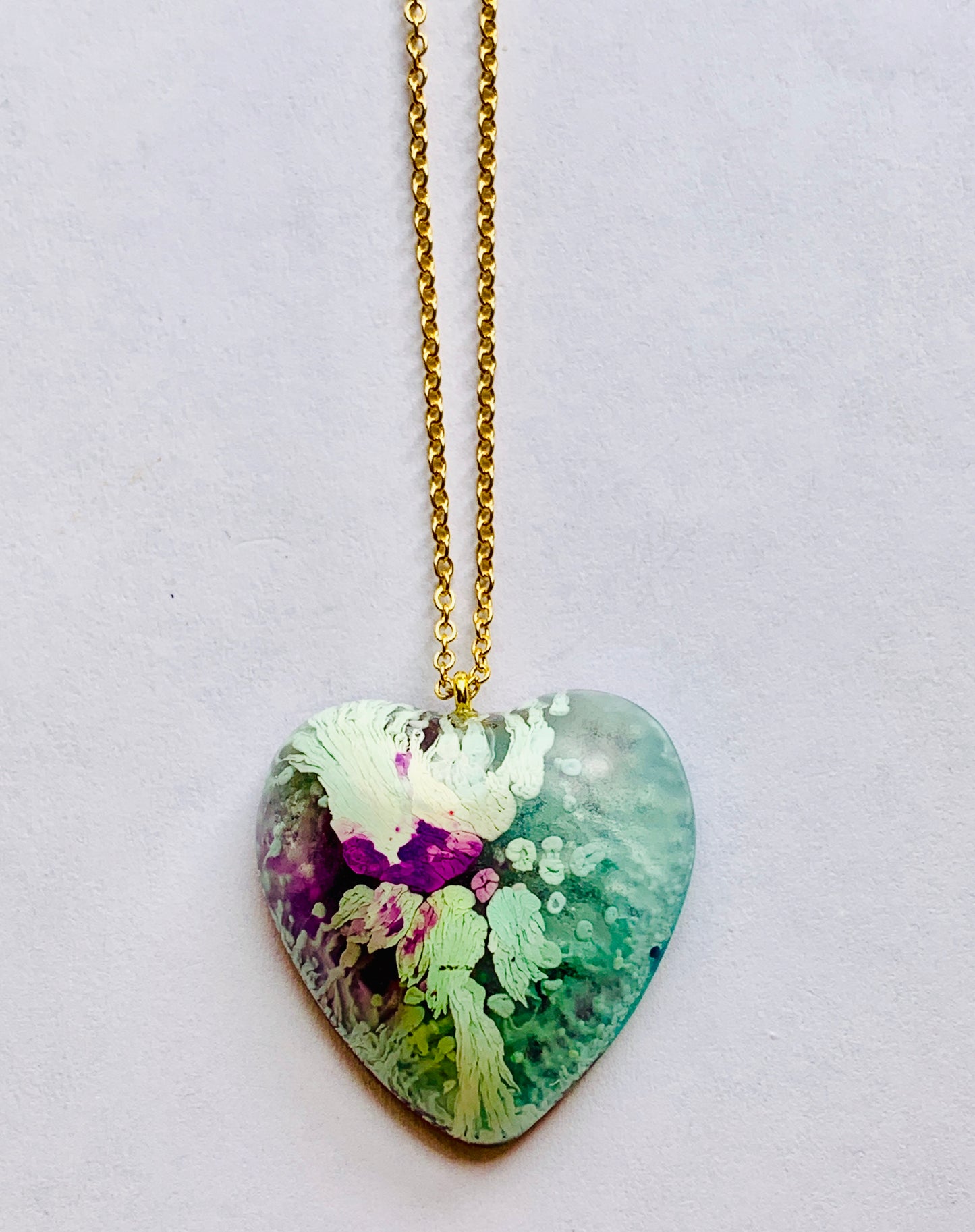 Blue Resin Heart Necklace