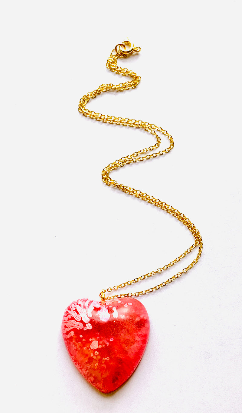 Red Resin Heart Necklace