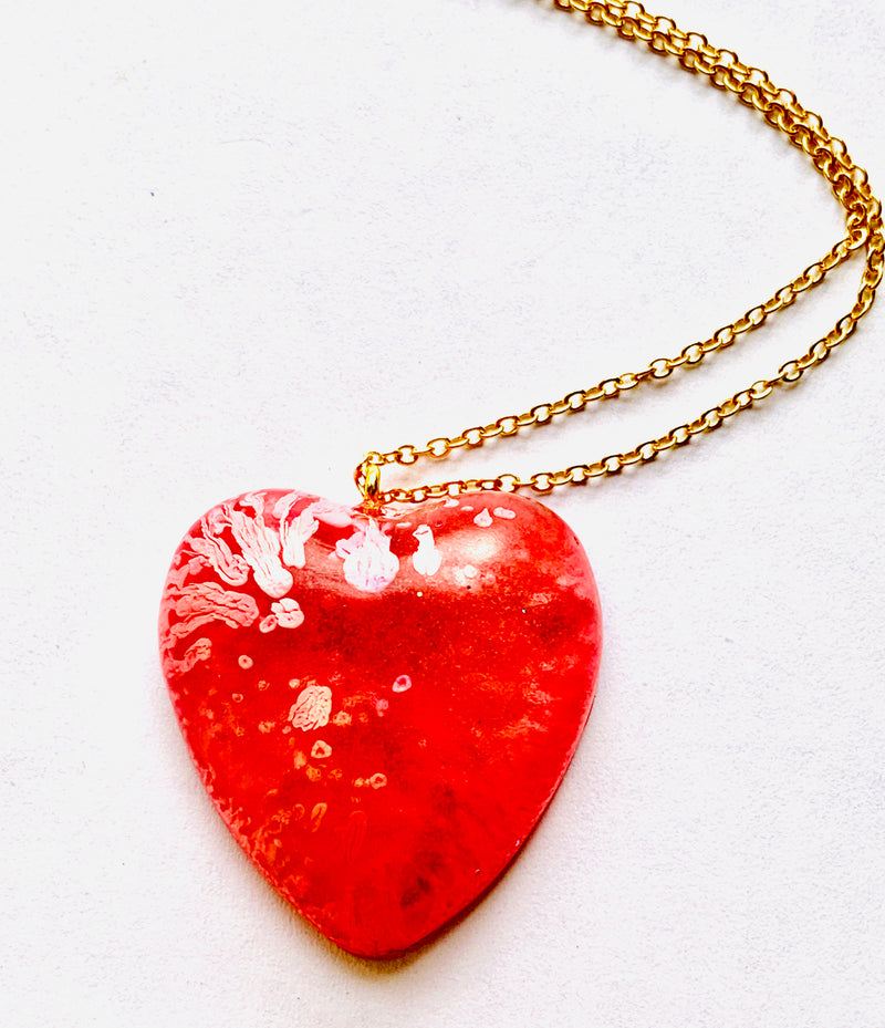 Red Resin Heart Necklace