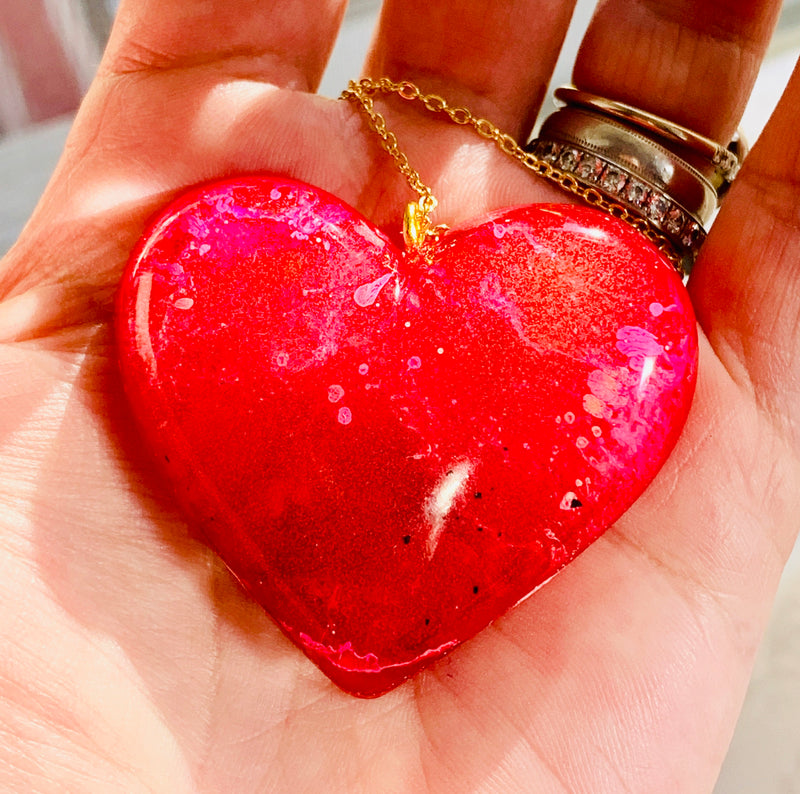 Red Resin Alcohol Ink Heart