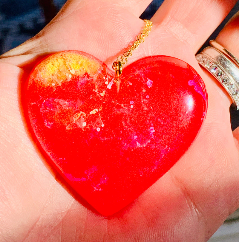 Red Alcohol Ink Resin Heart