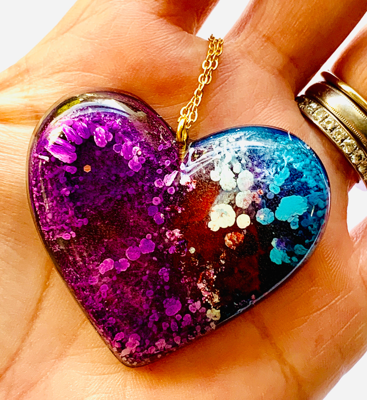 Purple Alcohol Ink Resin Heart