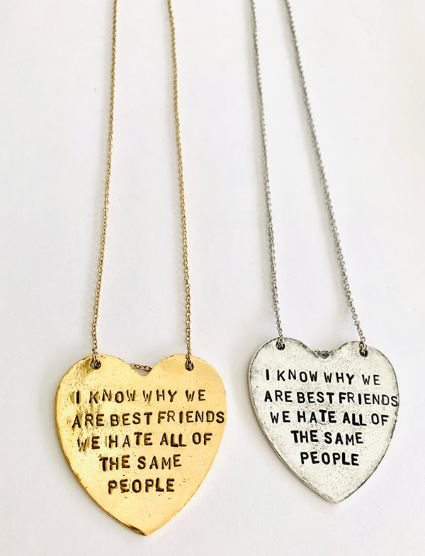 I know why we are best friends necklace