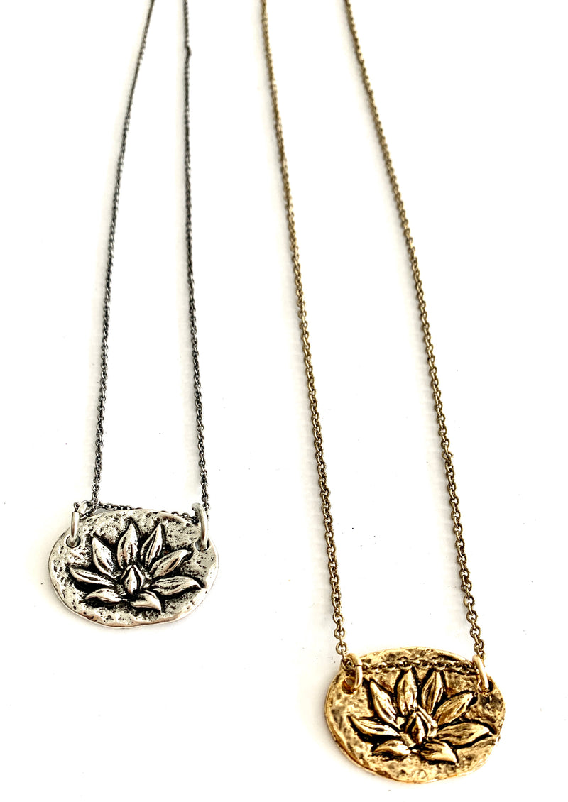 Enlightenment Inspirational Lotus Flower Double Sided Necklace