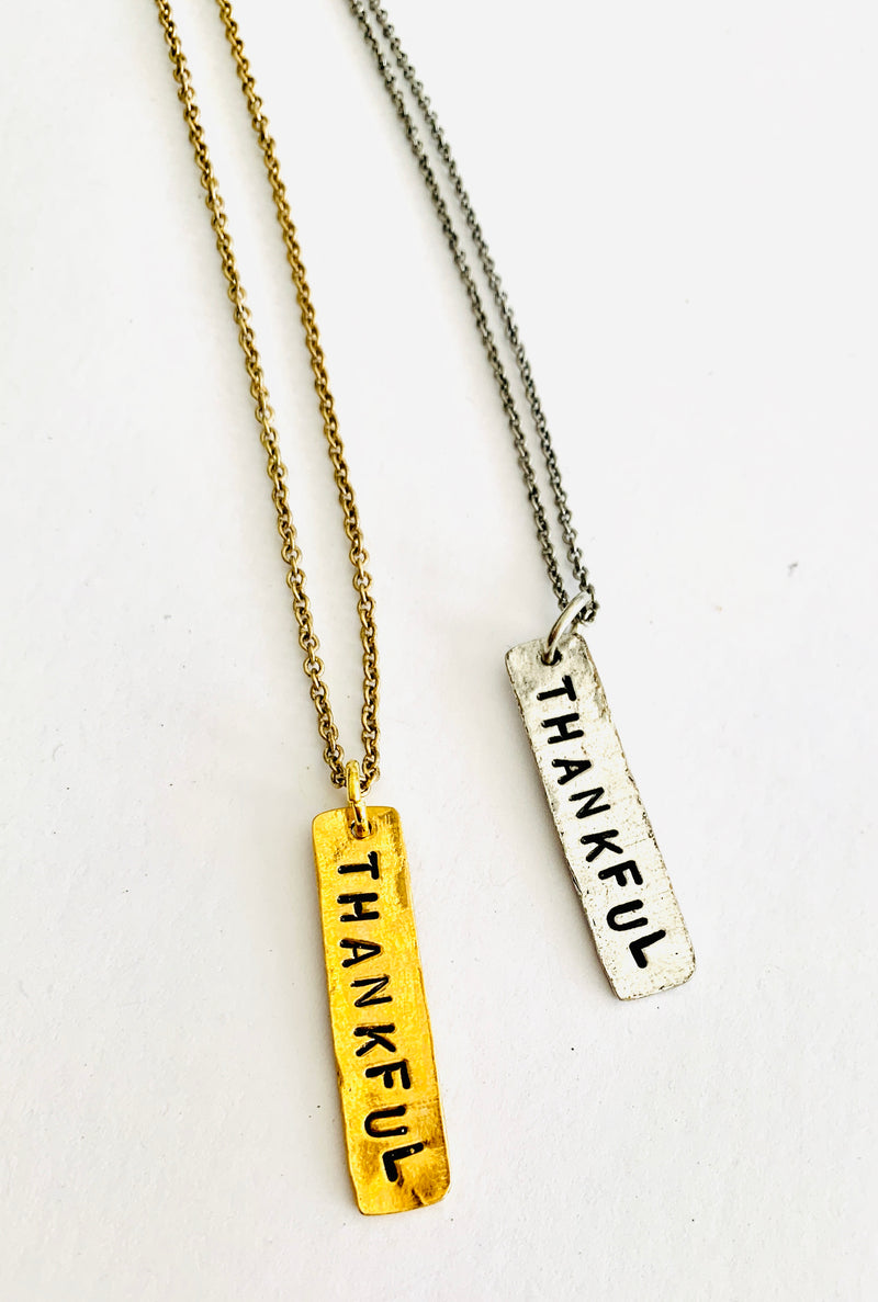 Thankful Hand-Stamped Necklace
