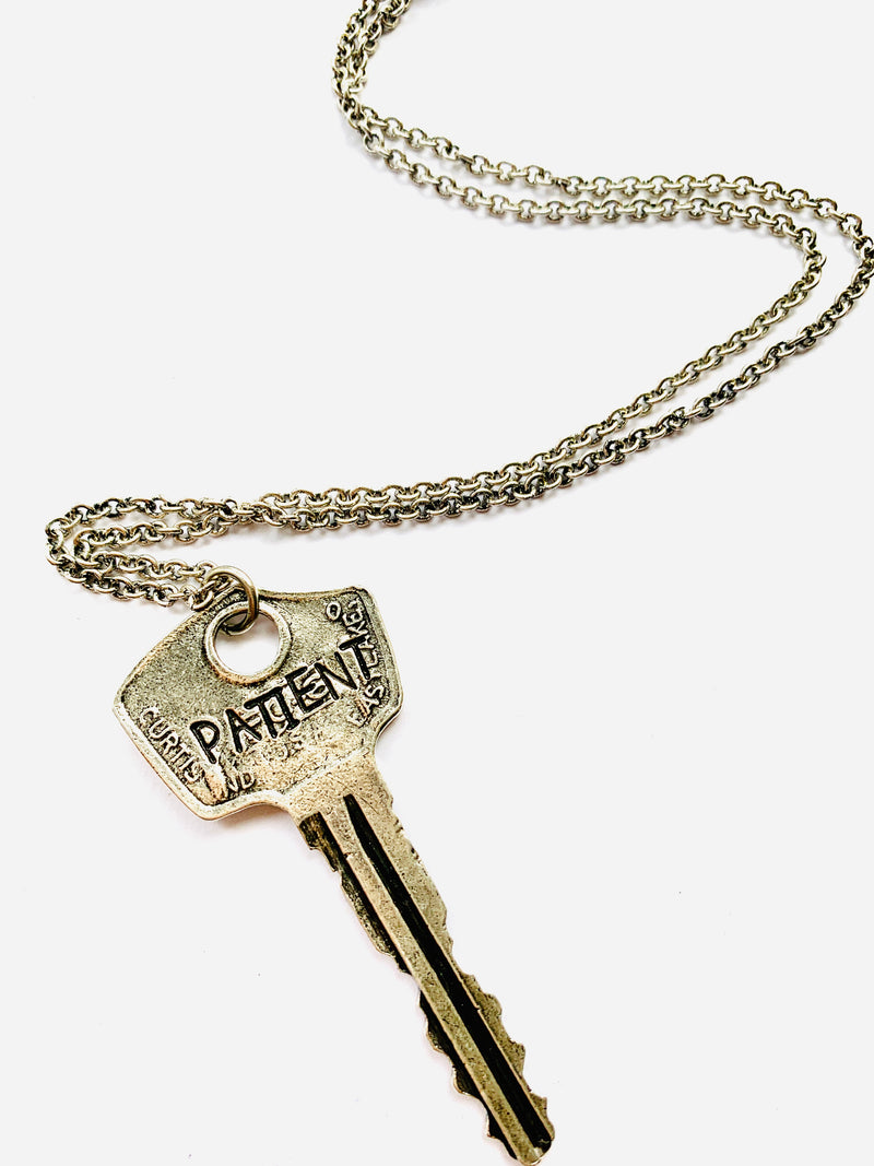 Be In The Now Double Sided Patient Hand Stamped Key Necklace