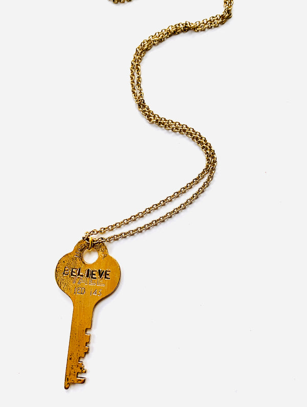 Believe Hand Stamped Key Necklace
