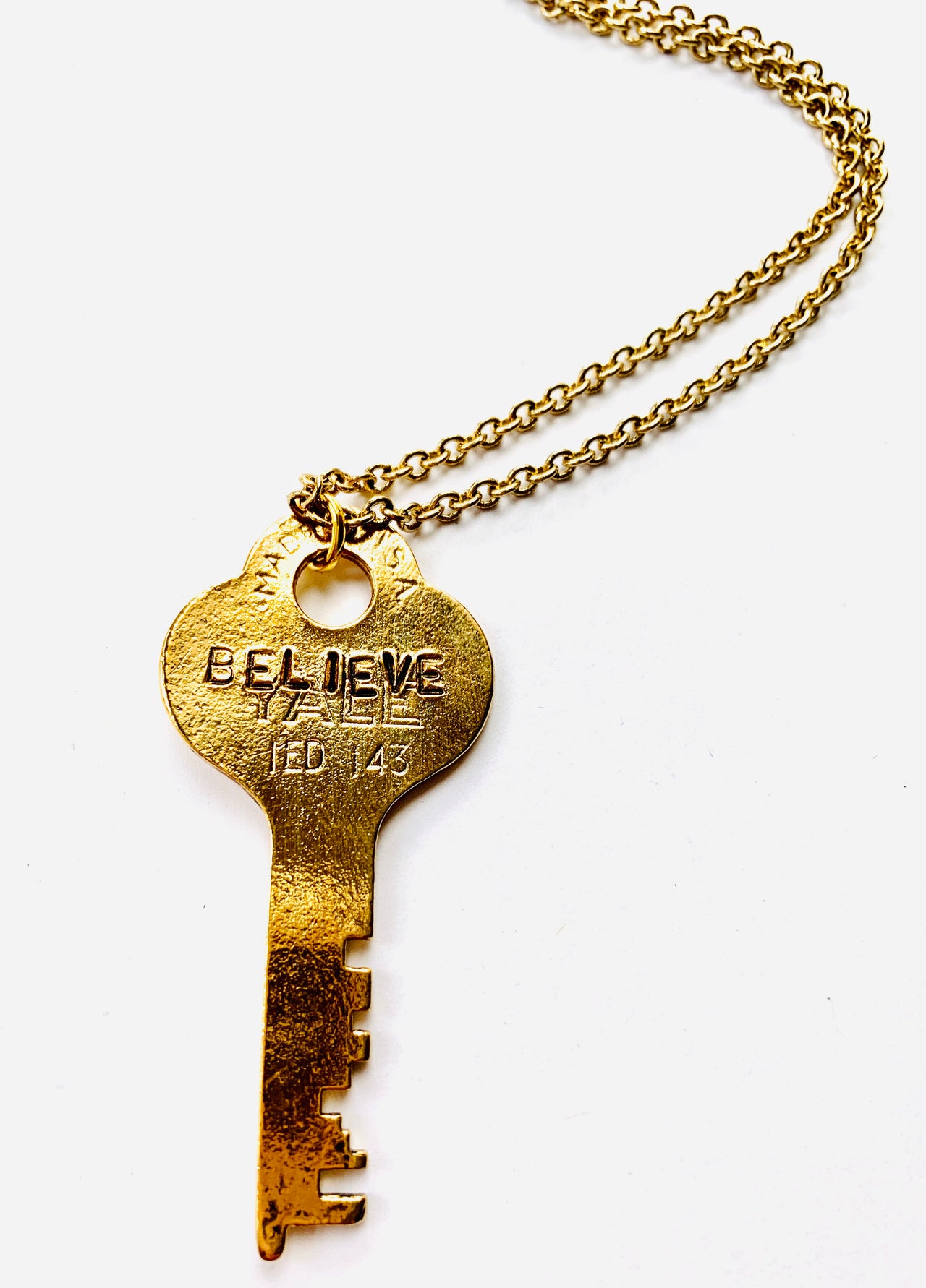 Believe Hand Stamped Key Necklace