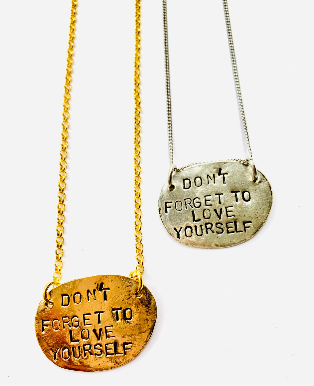 Don't Forget to Love Yourself Hand Stamped Necklace