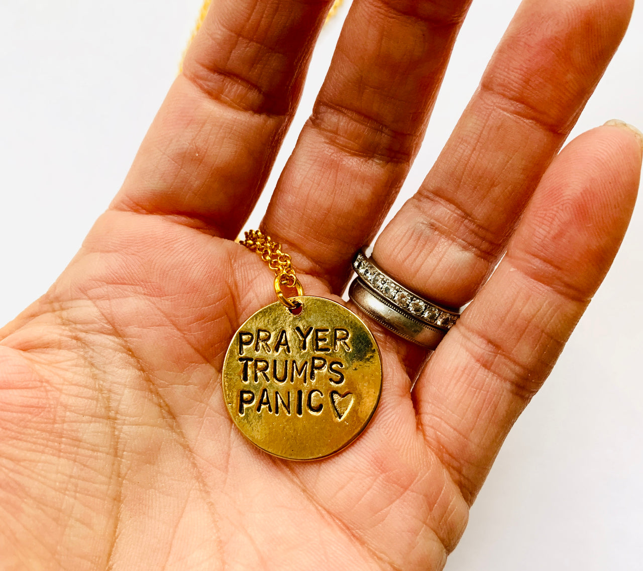 Gold Prayer Trumps Panic Necklace