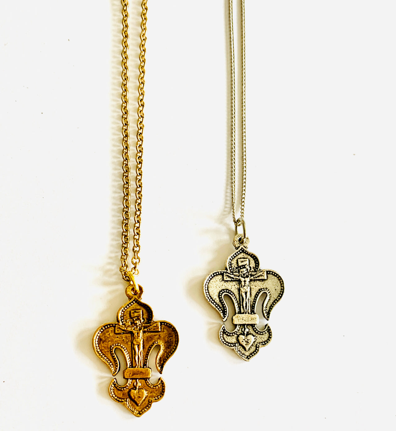 Fleur De Lis Religious Medal Necklace