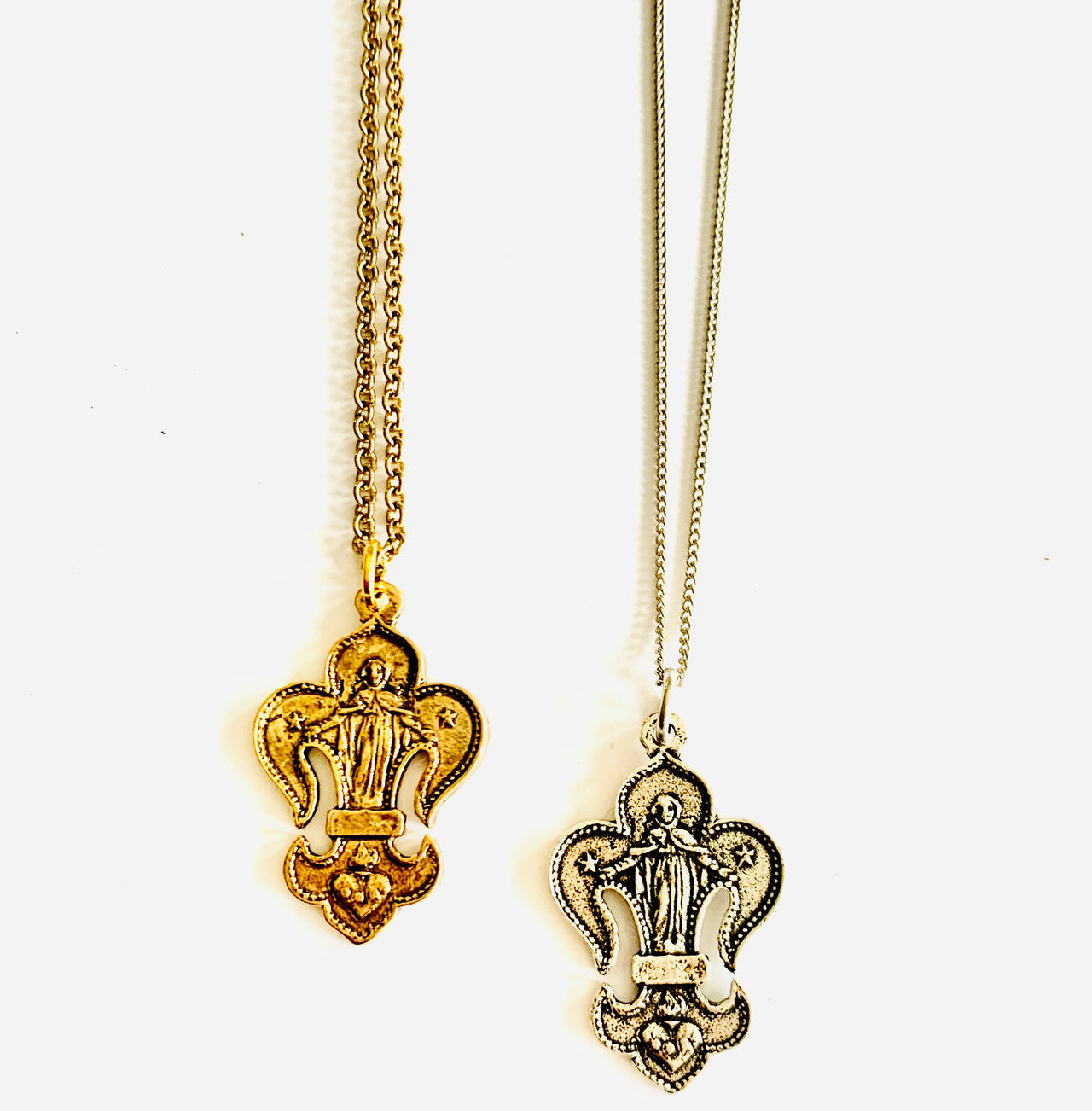 Fleur De Lis Religious Medal Necklace