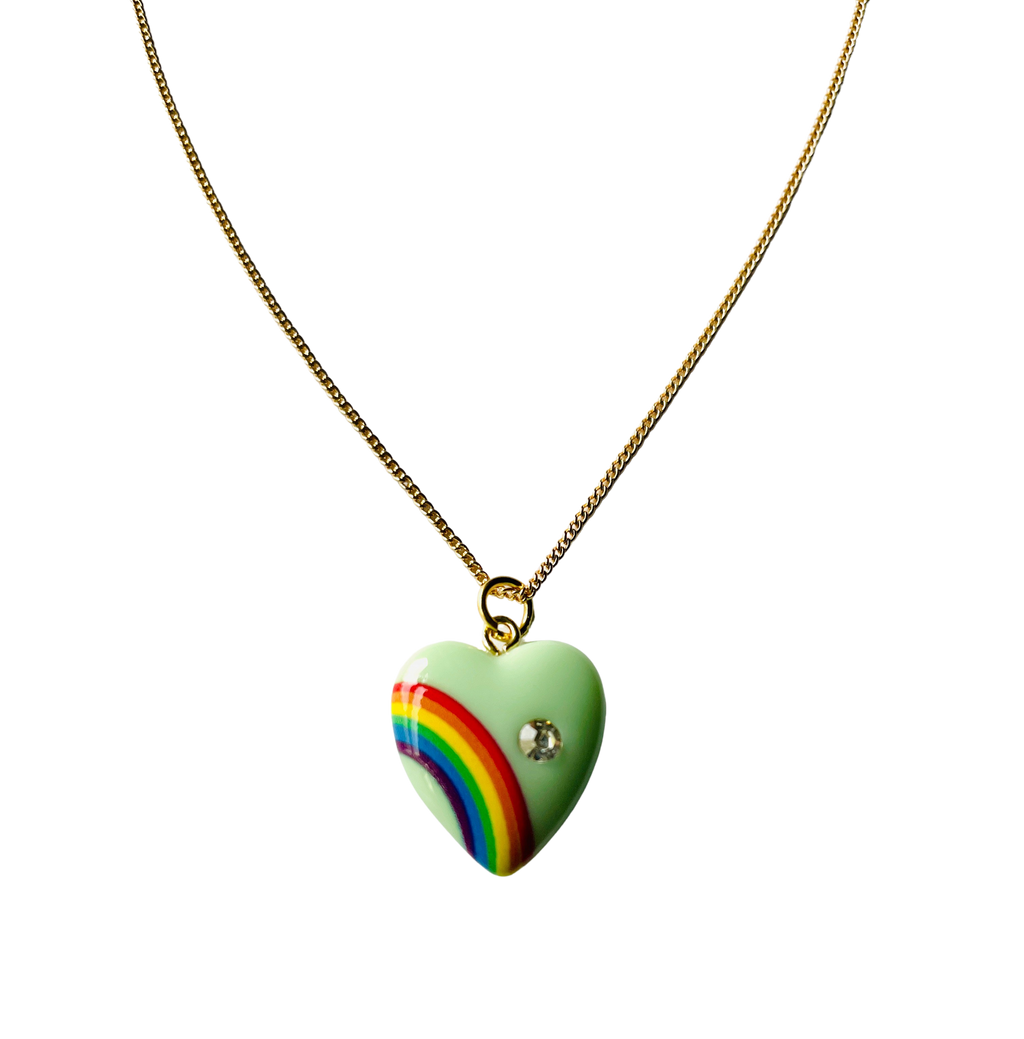 Vintage Inspired Rainbow Heart Necklace Large Alisa Michelle