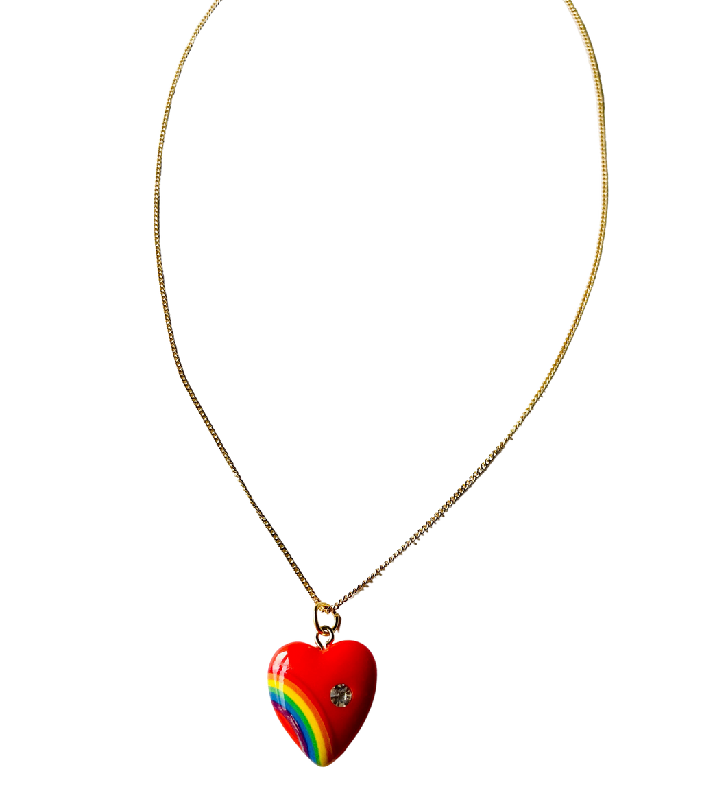 Vintage rainbow heart online necklace