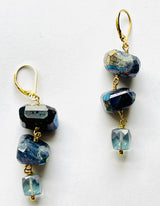 Rainbow Blue Labordorite, Iolite Earrings