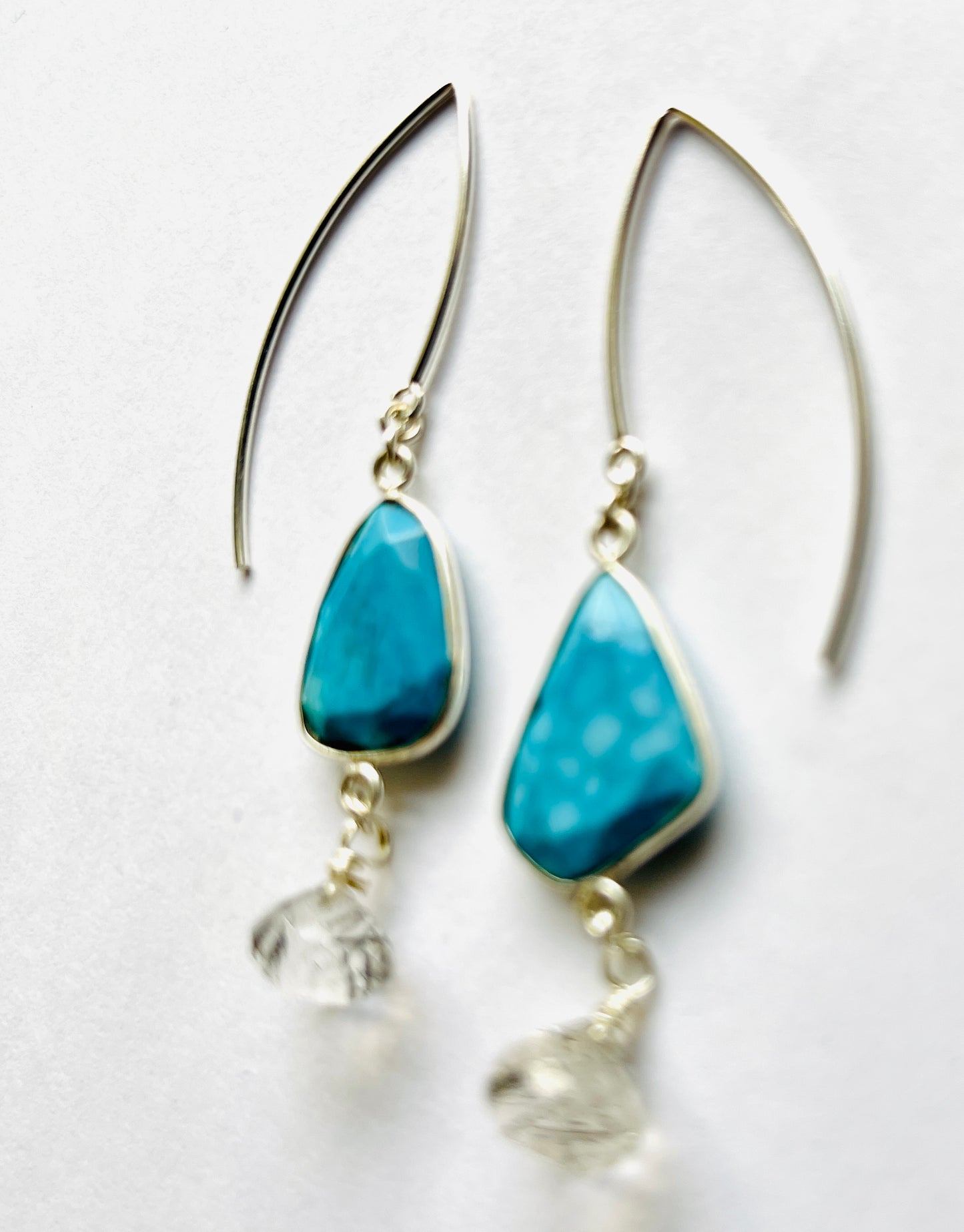 Turquoise, Rutilated Quartz Drop Earrings