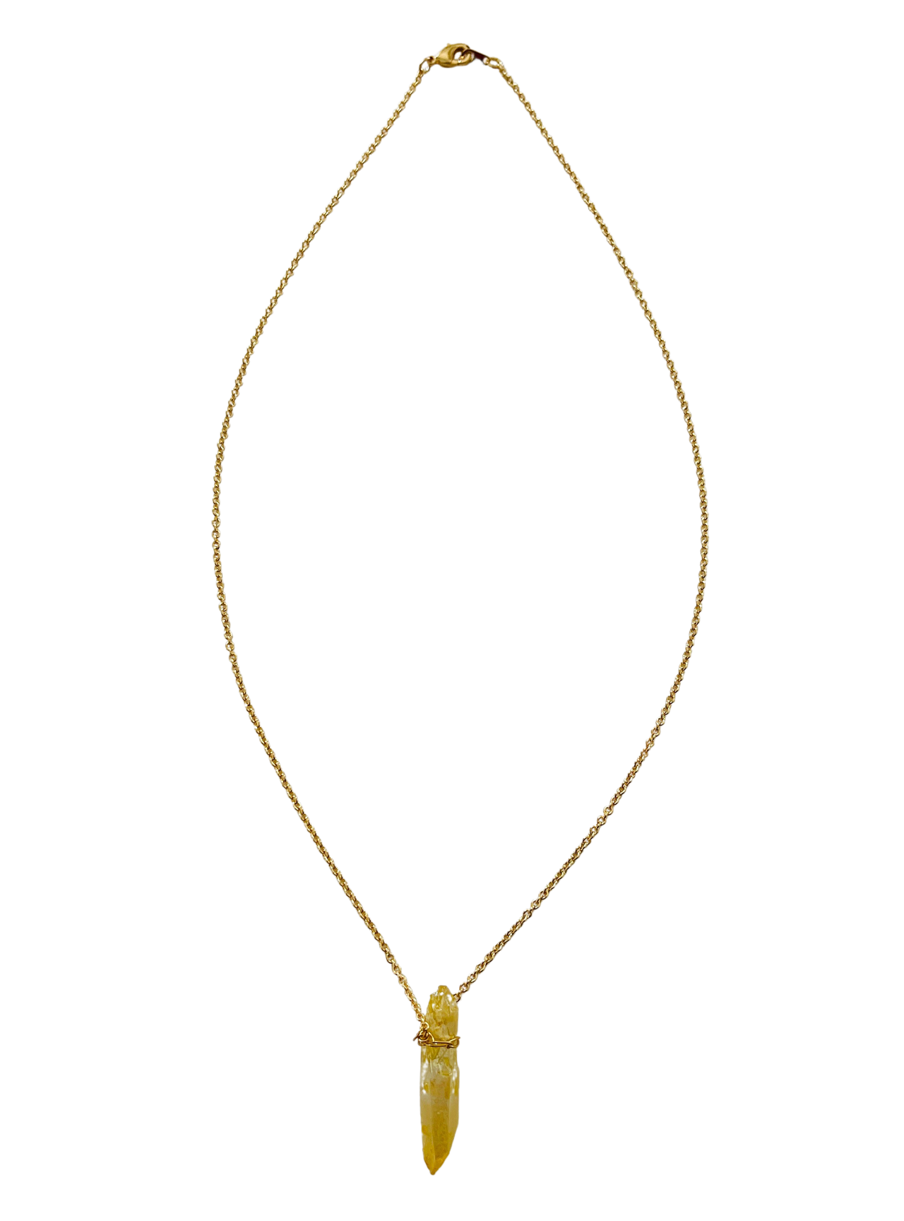 Yellow Sun Moon Crystal Point Necklace