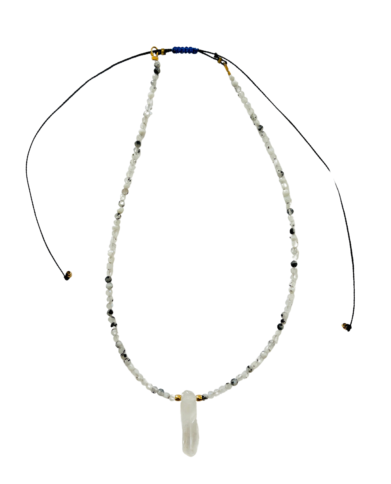 Blue Moonstone Moon Crystal Point Necklace