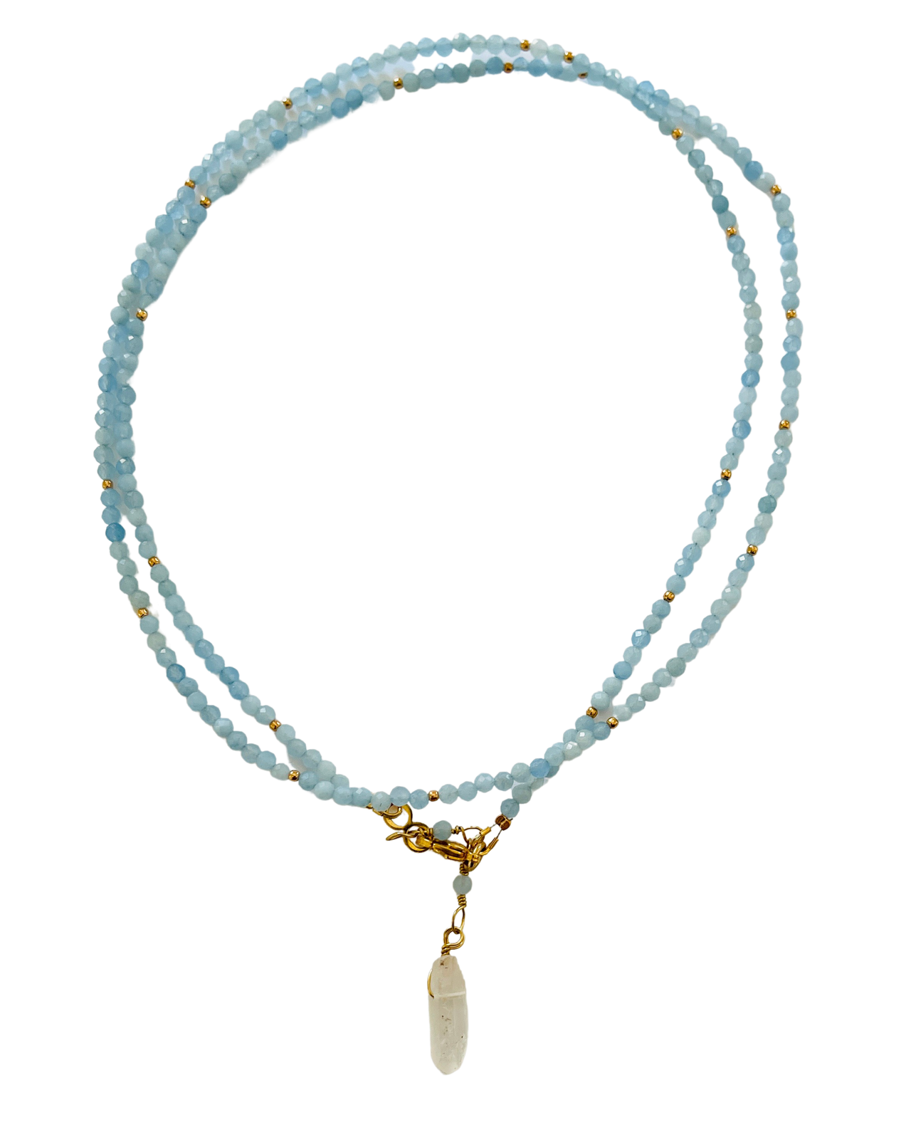 Aquamarine Waters Moon Crystal Point Necklace/Bracelet