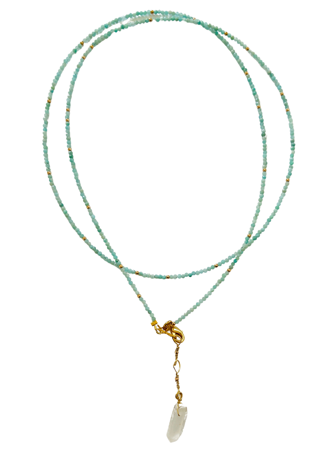 Amazonite Fields Moon Crystal Point Necklace