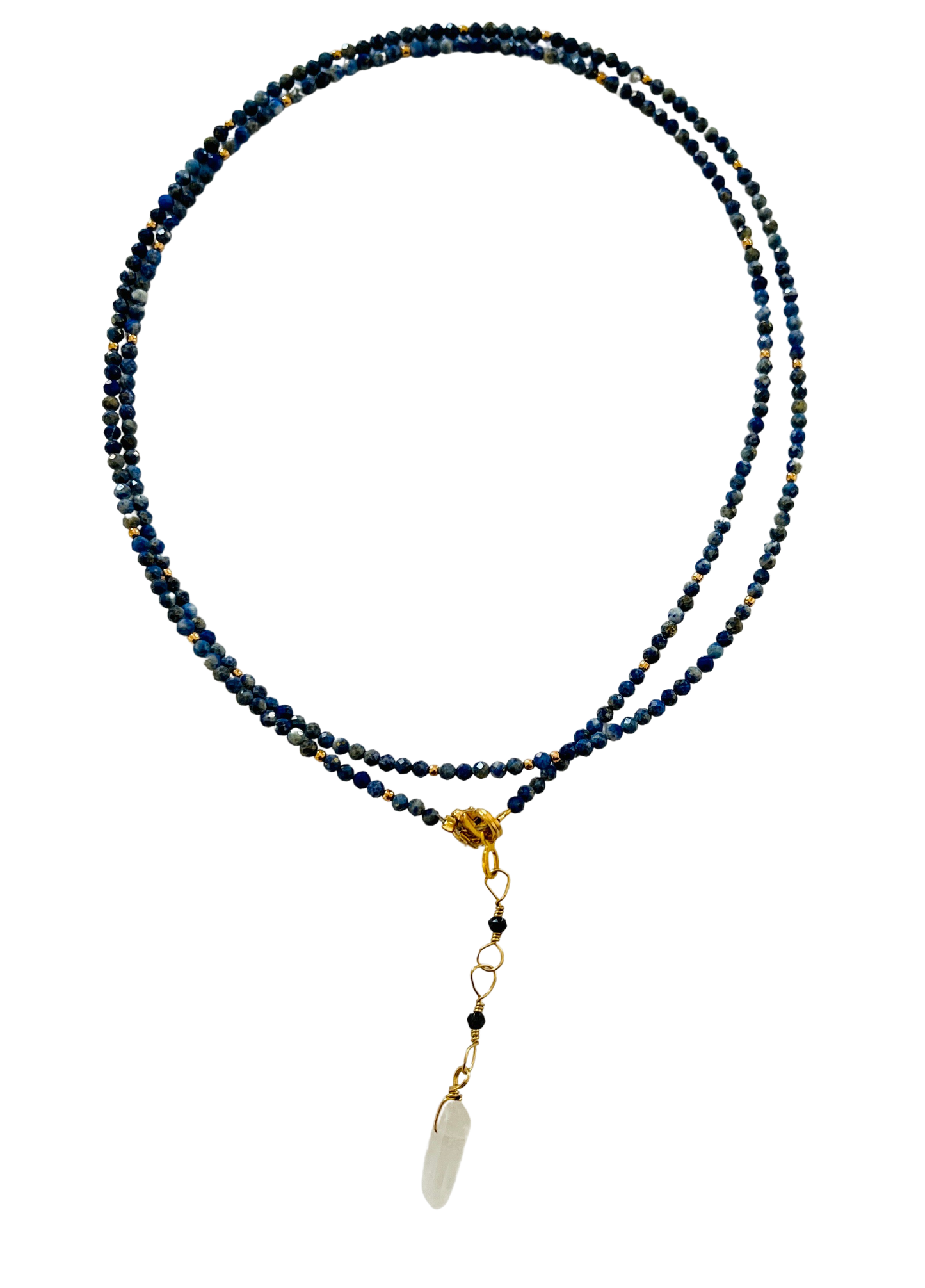 Sodalite Midnight Moon Crystal Point Necklace