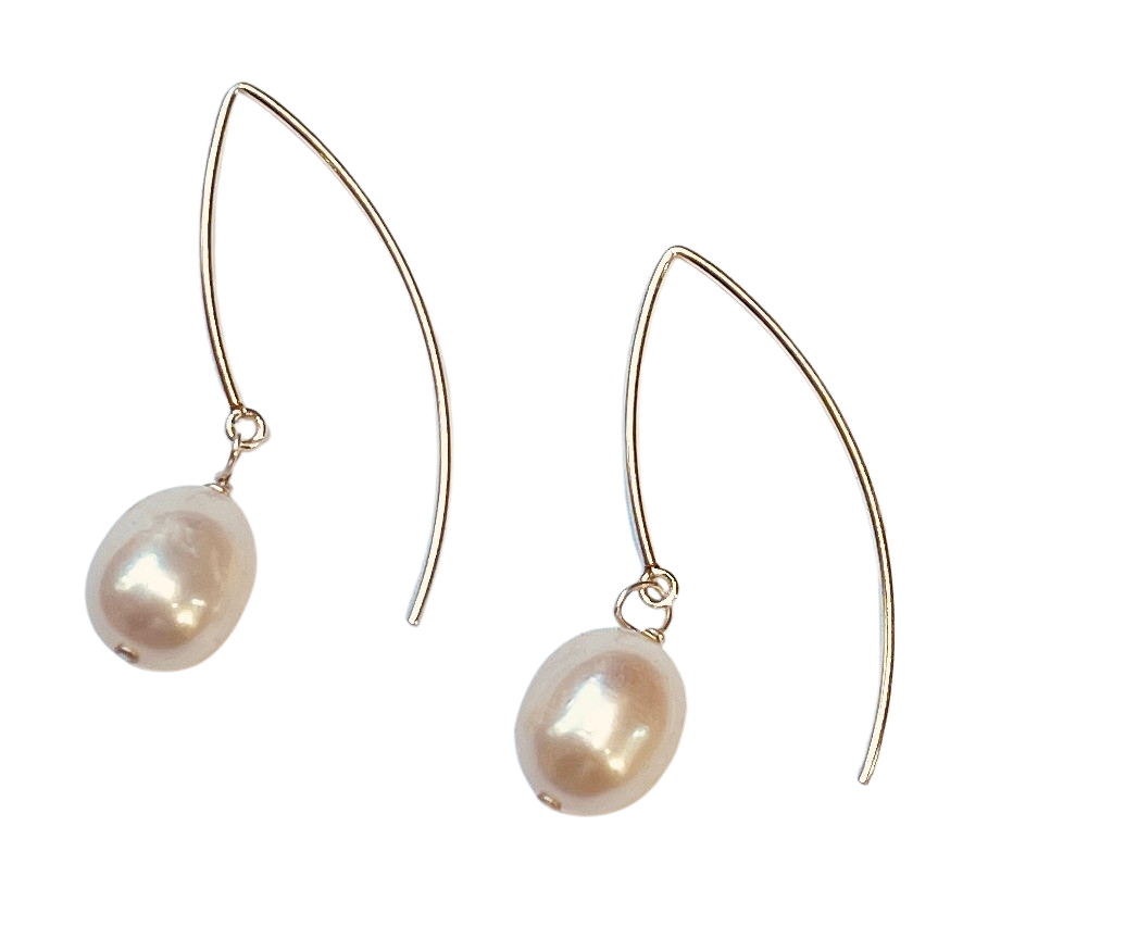 White Pearl Drop Earrings