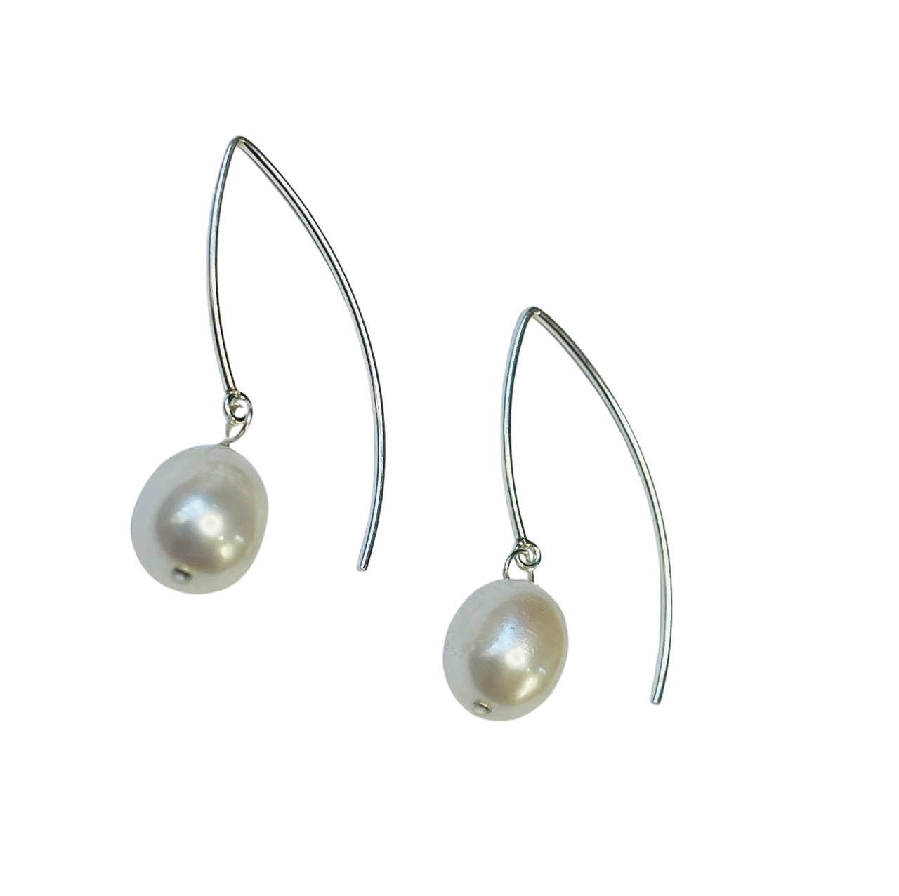 White Pearl Drop Earrings