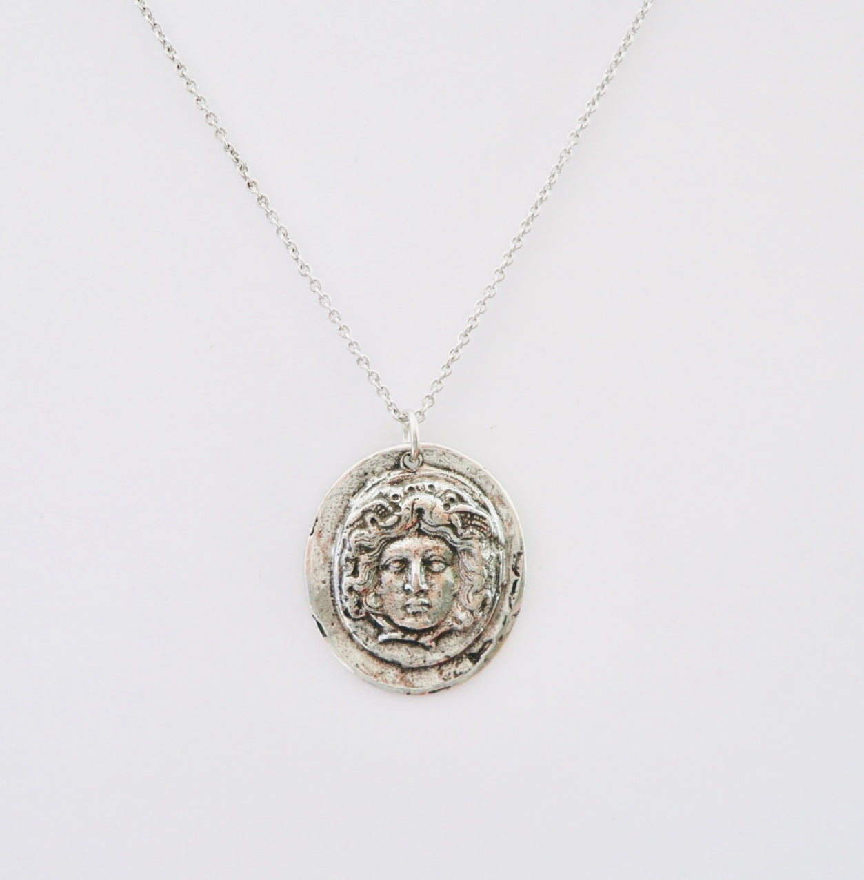 Medusa Cameo Silver Necklace