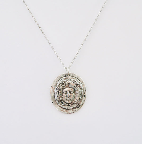 Medusa Cameo Silver Necklace