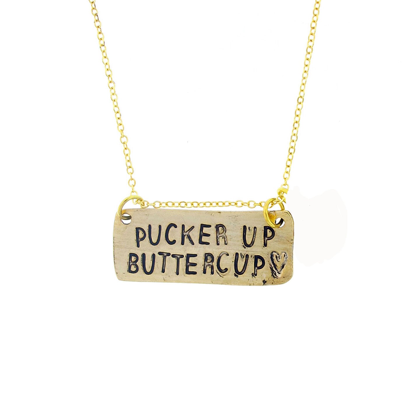 Pucker Up Buttercup Hand Stamped Necklace