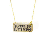 Pucker Up Buttercup Hand Stamped Necklace