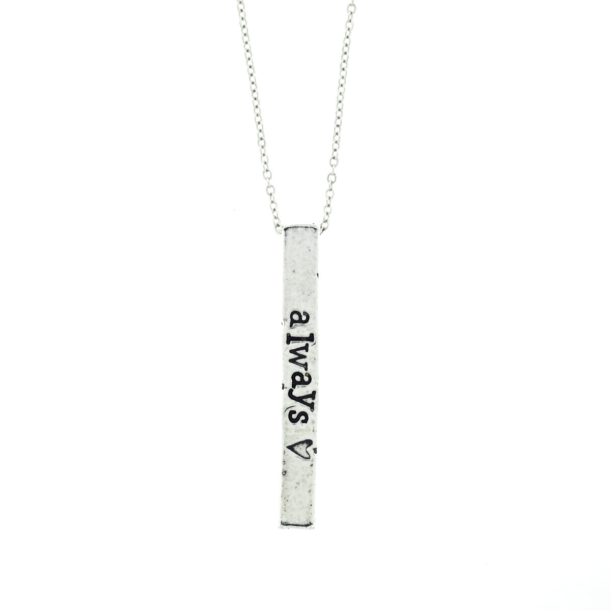 You Will Forever Be My Always Hand Four Sided Bar Stamped Necklace