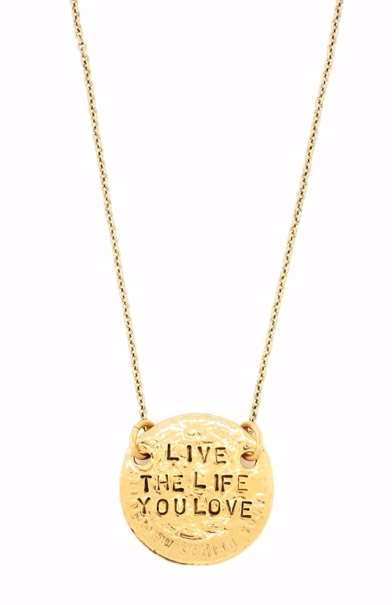 Love the Life You Live/Live the Life You Love Double-Sided Hand Stamped Necklace
