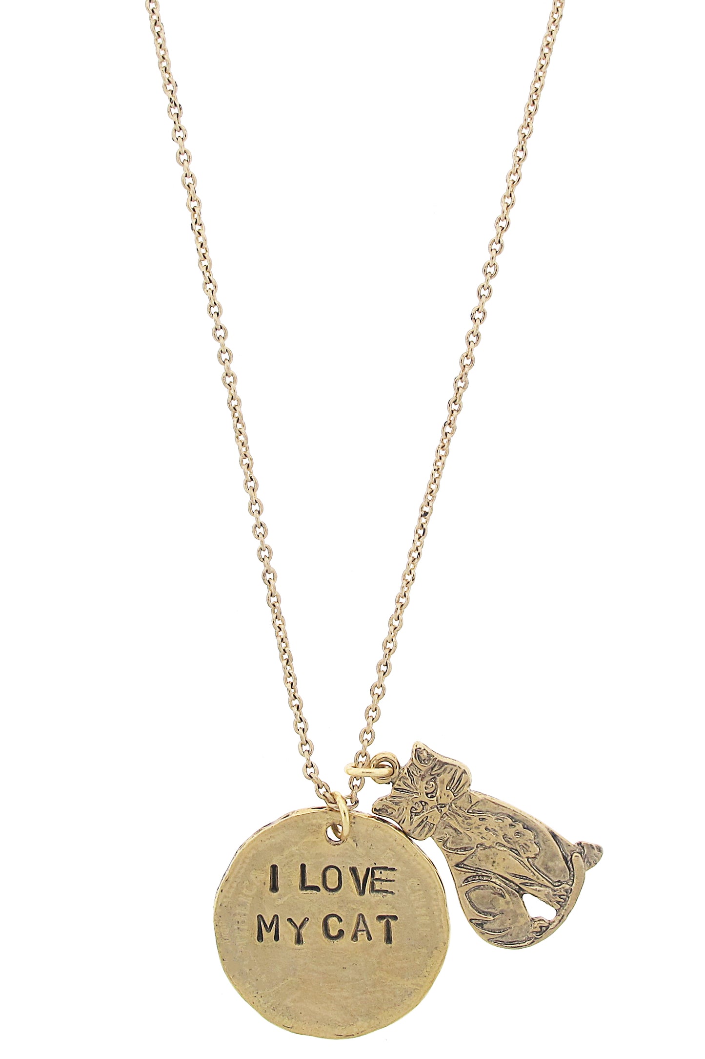 I Love My Cat Hand Stamped Necklace