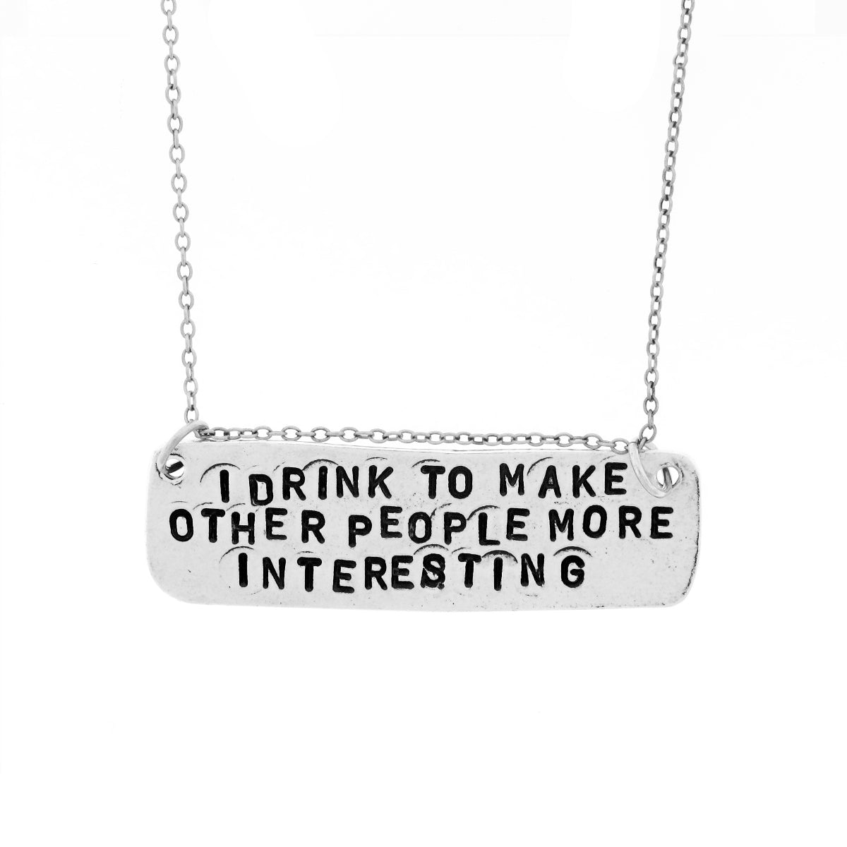 drinking hand stamped necklace