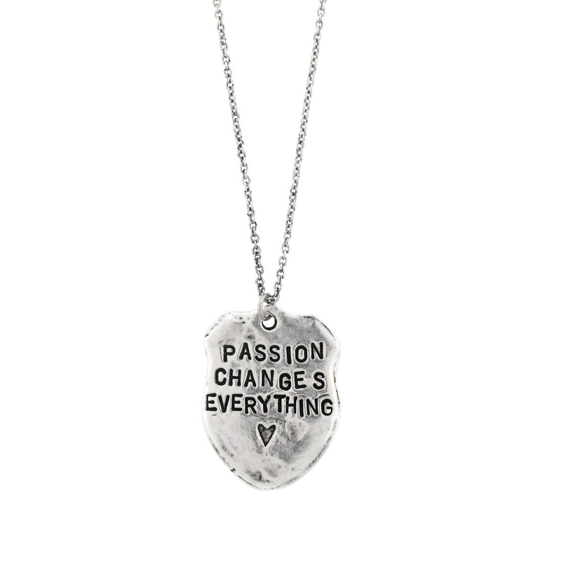 Passion Changes Everything Stamped Shield Necklace