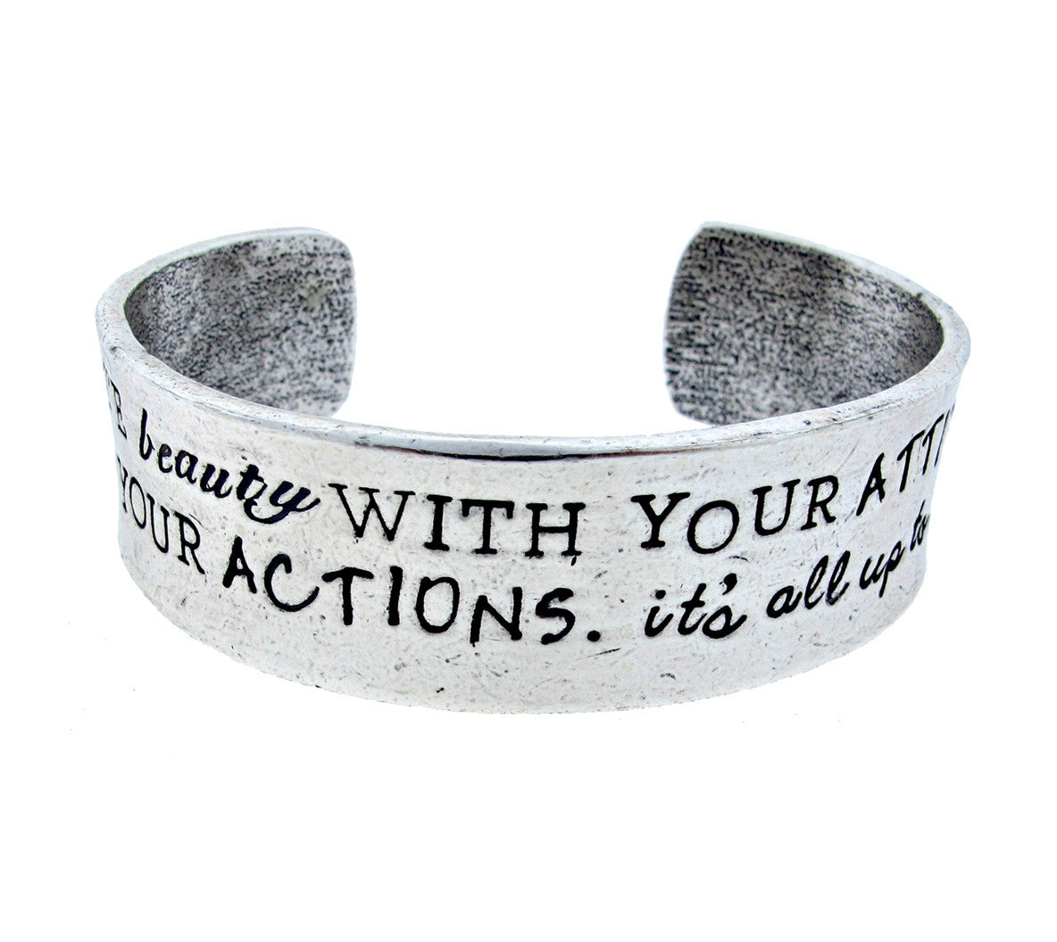 You Create Beauty Hand Stamped Silver Cuff Bracelet