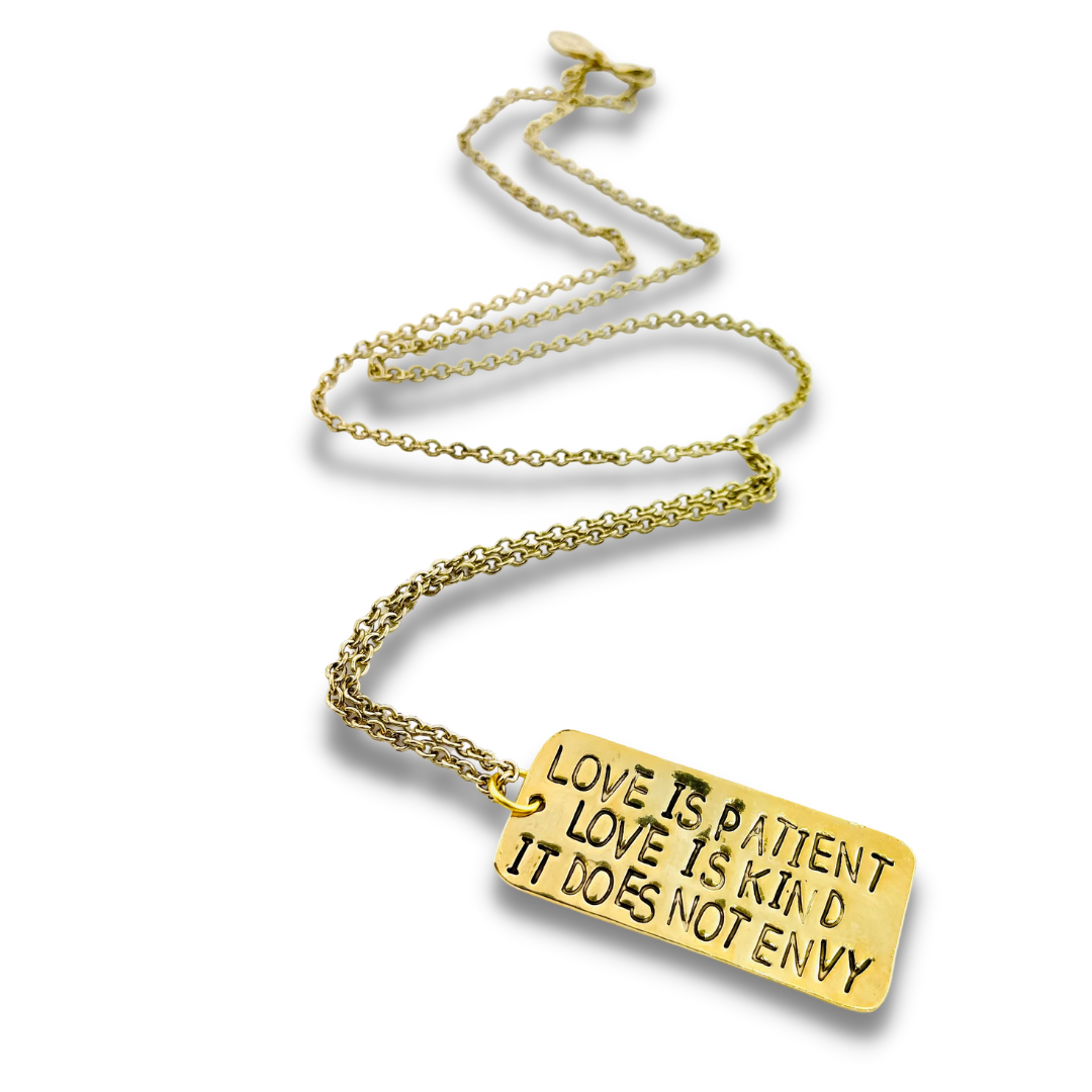 Love Is Patient Love Is Kind Stamped Necklace