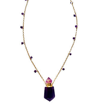 Genuine Amethyst Perfume Bottle Necklace