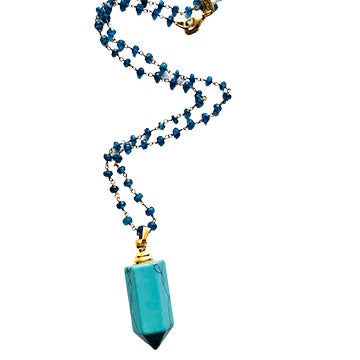 Turquoise Howlite and Apatite Perfume Bottle Necklace