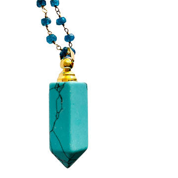 Turquoise Howlite and Apatite Perfume Bottle Necklace