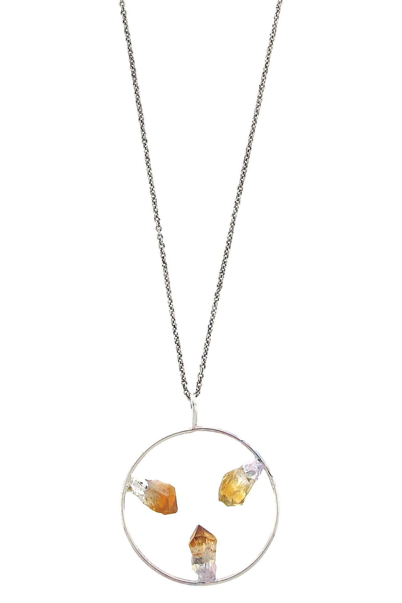 Electroformed Circle Citrine Necklace